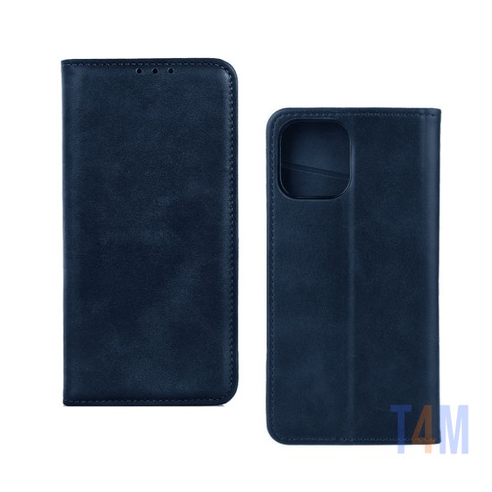 Funda Abatible de Cuero con Bolsillo Interno para Apple iPhone 13 Azul